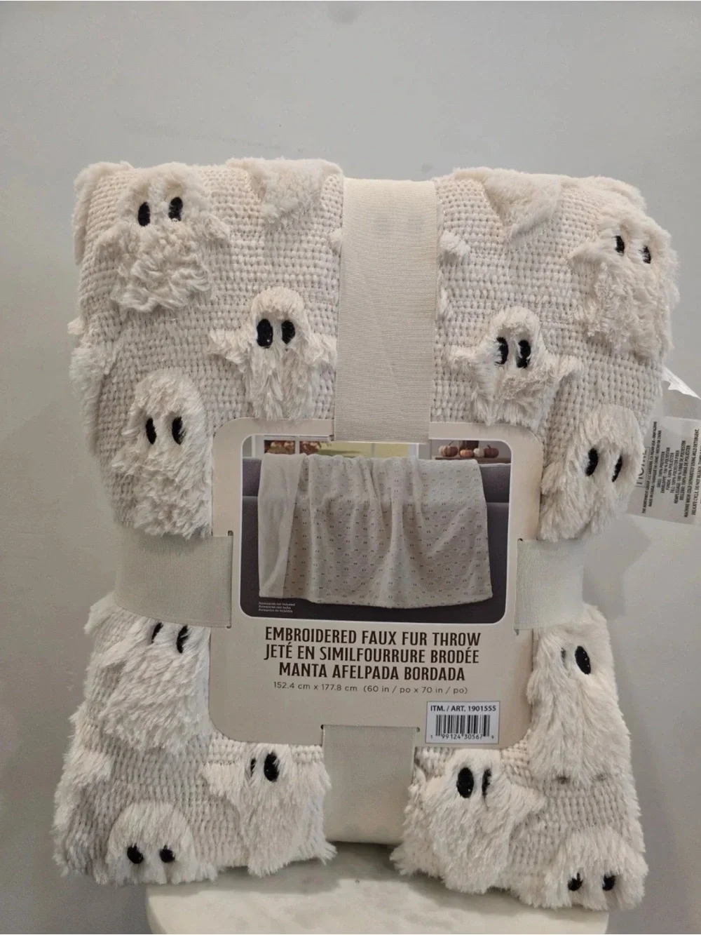 Costco Halloween Ghost Cat Pumpkin Faux Fur Throw NWT Same Day Ship 3 piece